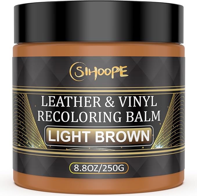 SIHOOPE 2025 New Advanced Leather Recoloring Balm,Light Brown Leather Repair Kit for Furniture,Leather Dye Filler,Leather Color Restorer for Couches,Leather Scratch Remover for Car Interior