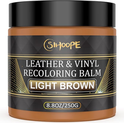 SIHOOPE 2025 New Advanced Leather Recoloring Balm,Light Brown Leather Repair Kit for Furniture,Leather Dye Filler,Leather Color Restorer for Couches,Leather Scratch Remover for Car Interior
