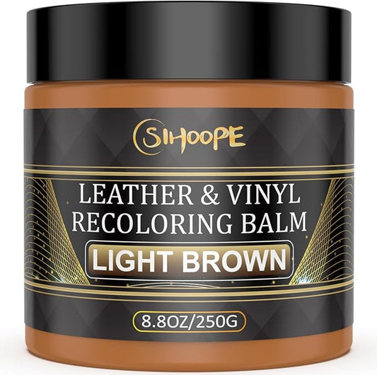 SIHOOPE 2025 New Advanced Leather Recoloring Balm,Light Brown Leather Repair Kit for Furniture,Leather Dye Filler,Leather Color Restorer for Couches,Leather Scratch Remover for Car Interior