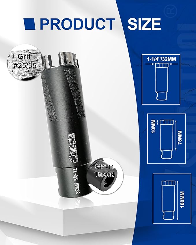 SHDIATOOL Diamond Core Drill Bits 1-1/4 Inch for Hard Stone Concrete Marble Granite Brick Laser Welded Dry or Wet Hole Saws 32mm