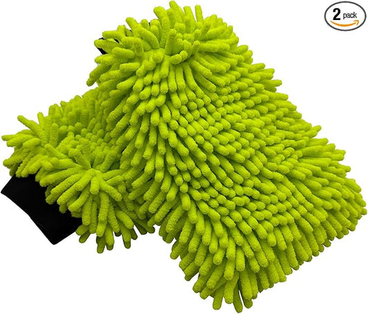 Mr. Detroit - 2 Double Noodle Wash Mitt, Scratch-Free Deep Cleaning| Ultra-Soft Microfiber Waterproof Wash Mitt for Home Use and Auto Detailing (2 Pack)