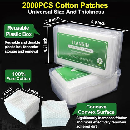 ILANSIN 3000/1500PCS Gun Cleaning Patches+CLP Oil,2"x2" Lint Free Gun Cleaning Cloth,Professional Wipes for Shot Pistol/All Caliber of Firearms.Store in Box Can Store Gun Cleaning Kit,Choose Your Set