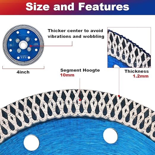 ZERICHIVE 4" Super Thin Diamond Tile Blade with Flange for Cutting Porcelain Tile Stone