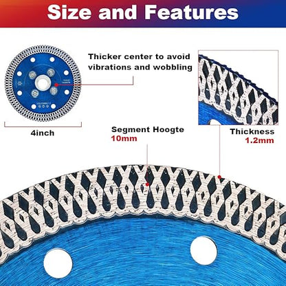 ZERICHIVE 4" Super Thin Diamond Tile Blade with Flange for Cutting Porcelain Tile Stone