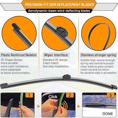 AUTOBOO 24"+20" Windshield Wipers with 13" Rear Wiper Blades Replacement for Audi Q5 2009-2017,SQ5 2014-2017,RS Q3 2021-2022 -Original Factory Quality (Pack of 3)