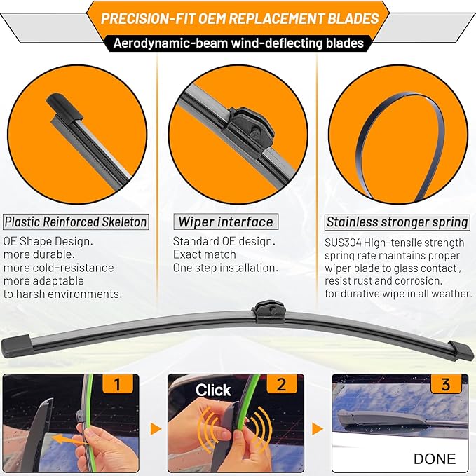 AUTOBOO 24"+20" Windshield Wipers With 13" Rear Wiper Blade Replacement for BMW X2 2018-2022-Original Factory Quality (Pack of 3)
