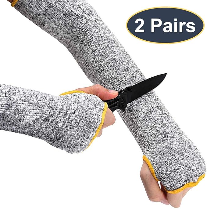 SUYAMI 2 Pairs Arm Protection Sleeves, Cut Resistant Sleeves Level 5 Protection, Slash Resistant Safety Arm Guards
