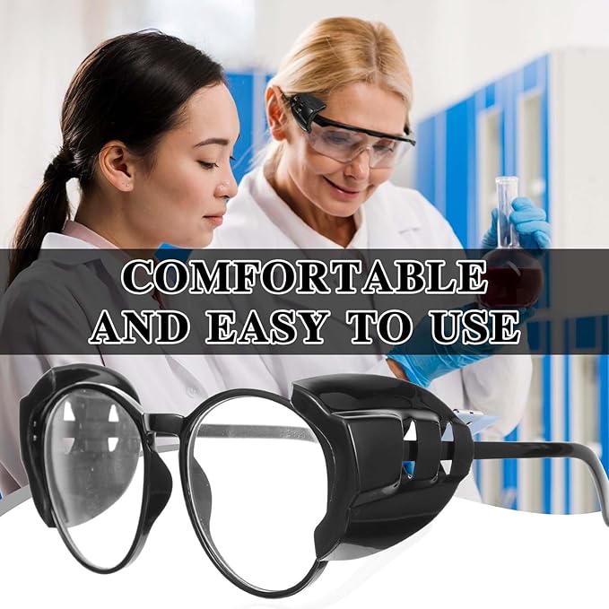 Gjinxi 2 Pairs Side Shields for Glasses, Flexible Safety Black Protective Eyewear Covers, Glasses Side Shields for Eyeglasses