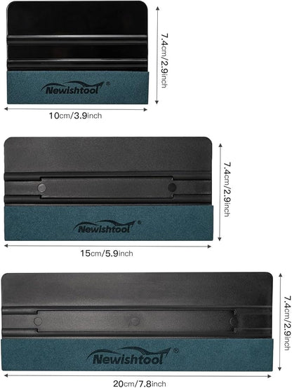 NEWISHTOOL 3 Pcs Vinyl Wrap Squeegee Kit, Sizes for Sign Making, Wallpaper & PPF Window Tint Application