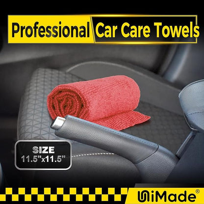 Microfiber Cleaning Cloth, 24 Pack Reusable Microfiber Towels for Cars Lint Free Cleaning Shop Towel Rags for Home Kitchen Automotive Bar Mechanic Restaurant Garage, 11.5"x 11.5", Red