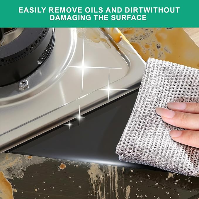 BTIFU 10Pcs Multipurpose Wire Dishwashing Rag, Reusable Non-Scratch Wire Dishcloth, Metal Dish Cloth Wet and Dry for Kitchen Cleaning, Sinks, Dishes, Stove Top, Dimensions(7.87X7.87)