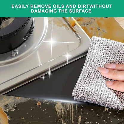 BTIFU 10Pcs Multipurpose Wire Dishwashing Rag, Reusable Non-Scratch Wire Dishcloth, Metal Dish Cloth Wet and Dry for Kitchen Cleaning, Sinks, Dishes, Stove Top, Dimensions(7.87X7.87)