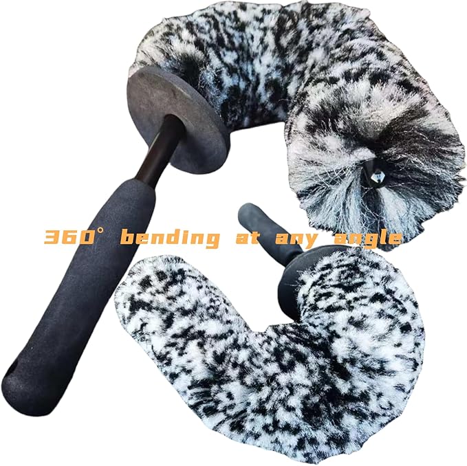 DEKADONS 4PCS Wheel Brush Kit for Cleaning Wheel and Tire, Wheel and Rim Brush, Car Detailing Brushes, 360 Degree Bendable & Durable Car Wheel Rim Cleaner Brush Set (Grey)