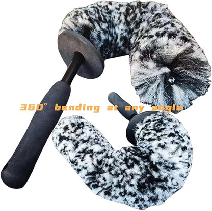 DEKADONS 4PCS Wheel Brush Kit for Cleaning Wheel and Tire, Wheel and Rim Brush, Car Detailing Brushes, 360 Degree Bendable & Durable Car Wheel Rim Cleaner Brush Set (Grey)