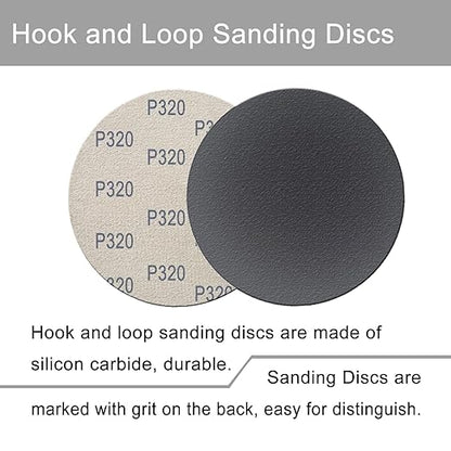 6 Inch 50 Pcs Wet Dry Sanding Discs Hook and Loop, 320 Grit Sandpaper Automotive Wood Metal Polishing & Sanding, Silicon Carbide Sand Paper for Random Orbital Sander (Grit 320)