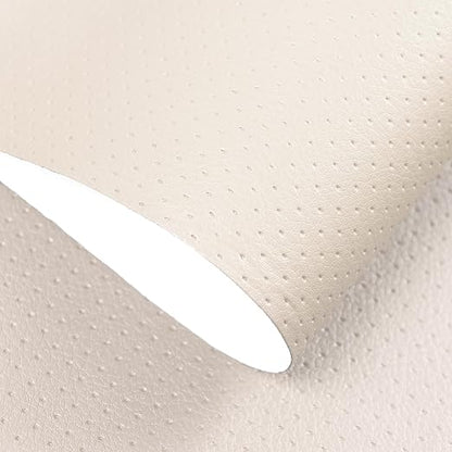 JuCheng Breathable Perforated Self-Adhesive Leather Repair Patch for Furniture, Couches, Car Seats, Office Chairs Faux Leather & Vinyl Repair Kit (Beige, 17x79inch)