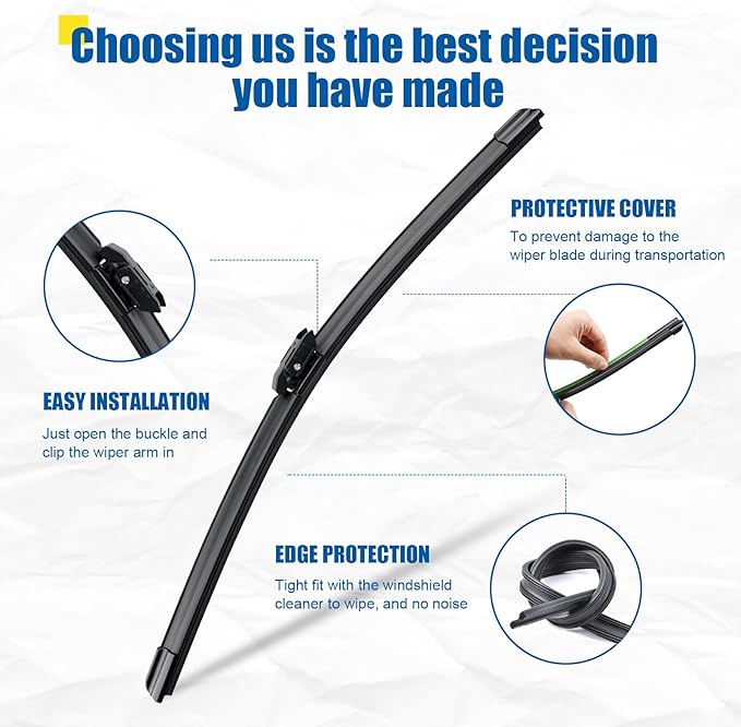 24"+20" Windshield Wipers With 13" Rear Wiper Blade Sets Automotive Replacement for BMW X2 2018-2023,Easy For Installation (Pack of 3)