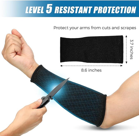 2 Pairs Cut Resistant Sleeve Arm Protection Sleeves Level 5 Protection Safety Protective Sleeves for Men Women (Black, 8.6 x 3.7 Inches)