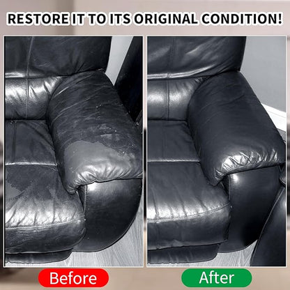 Leather Recoloring Balm,8.5oz Leather Color Restorer,Black Leather Repair kit for Furniture and Car Interior,Leather Couch Scratch Repair,Leather Dye Paint for Faded,Cracked and Damaged Leather