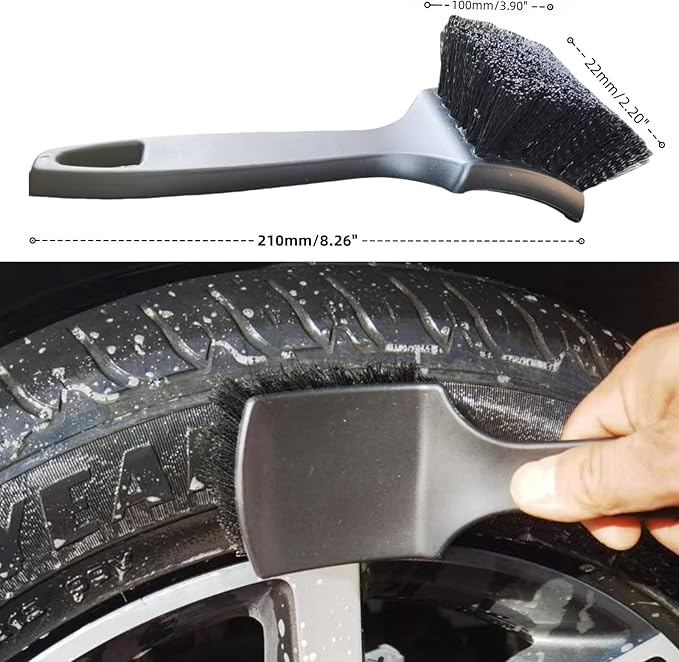 DEKADONS 4PCS Wheel Brush Kit for Cleaning Wheel and Tire, Wheel and Rim Brush, Car Detailing Brushes, 360 Degree Bendable & Durable Car Wheel Rim Cleaner Brush Set (Red&Grey)