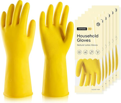 MNOPQ 10 Pairs Rubber Dishwashing Glove,Reusable Household Gloves,Cleaning Gloves for Kitchen, Bathroom, Gardening, Pet Care,Repairing,Extra Thickness, Non-Slip,L