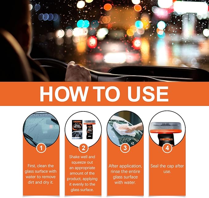 2PC Glass Cleaner,Car Oil Film Cleaner, Q4 Glass Guard,Automotive Oil Film Cleaning Brush for Car Windows,Removes Oil Film & Smudges,Improve Windshield Clarity for Safe Driving