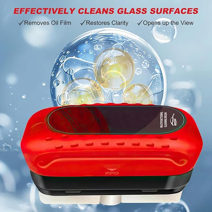 Yee hfafa Oil-Free Car Glass Brushes, Upgrade 2.0 Clear Vision Glass Cleaner, Oil Film Cleaning Brush for Automotive Windows, Clearvision Cars Windshield Cleaner Tool (1set) (1, Red)