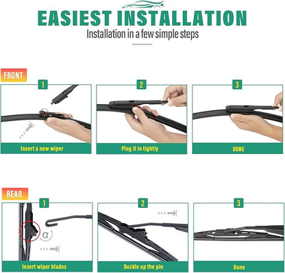 24" 21" 13" Windshield Wiper Blades Replacement for Chevy Chevrolet Traverse 2012 2013 2014 2015 2016 2017 Premium All Weather Front Rear Wipers Set - OEM Quality (Pack of 3)