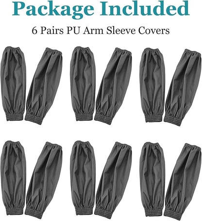 Yzurbu Arm Sleeves Covers, PU Oversleeves Protector for Arm with Elastic Cuffs, Waterproof, Oilproof, Acid Resistant