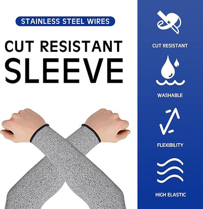 Geyoga 2 Pairs Arm Sleeves Guards Arm Protectors for Thin Skin and Bruising Protective Cut Resistant Sleeves for Men Women(Large,Hppe,Gray)