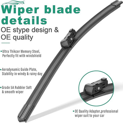 26" 22" 12" Windshield Wiper Blades Replacement for VW Volkswagen Atlas 2018 2019 2020 2021 2022 Premium All Weather Wiper Blade -OEM Quality(3 of Set)
