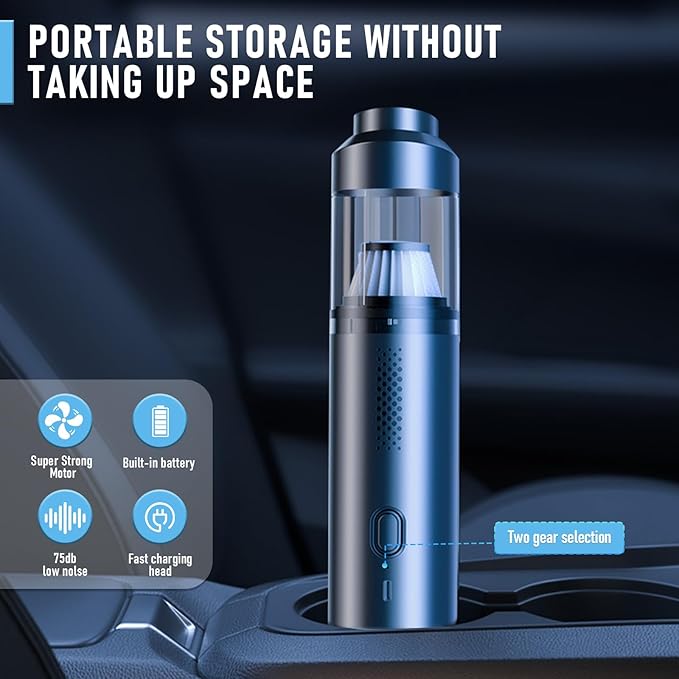 Enkarsen Cordless Car Vacuum,4-in-1 Portable Mini Handheld Vac,2 Suction Modes,16kpa Suction Power Blowing & Inflating 2 Modes,Vacuum for Car,Home,Pet Hair,Office, Desk,Keyboards (Black)