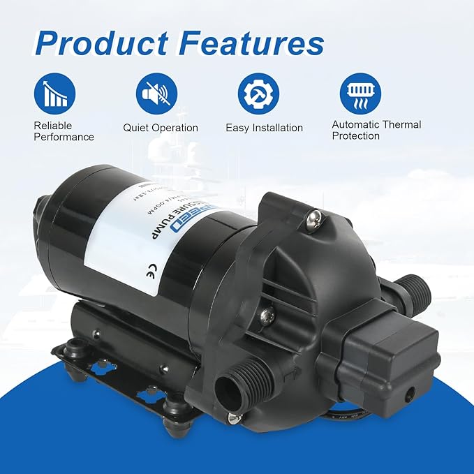 4.0 GPM 115V AC 45 PSI Revolution Water Pump with Pressure Switch Compatible with Camper, RV, Shower, Sprayer