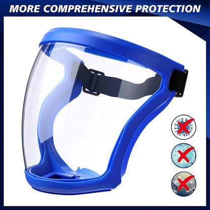 Relaxweex 4 Pack Super Protective Face Shields with Filter Pad for Grinding and Cutting Plastic Full Face Masks Bulk for Woodworking (Blue)