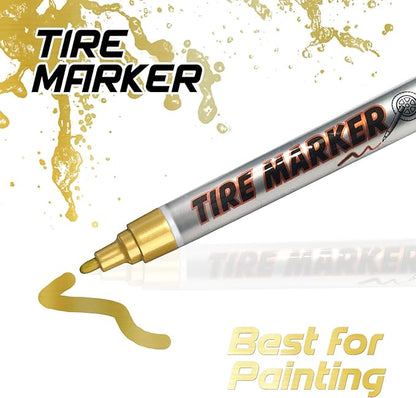 MC MOTOPARTS Permanent Color Tire Pen Marker Lettering Paint Drawing Tool Automotive Motorcycle Care 1 piece (Gold)