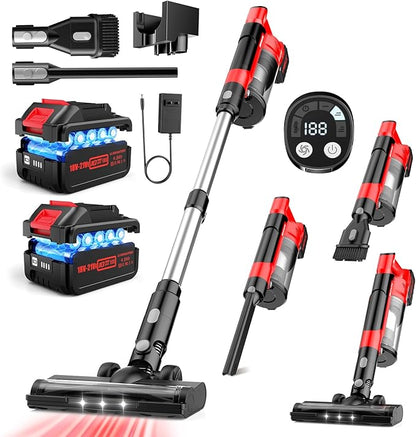 700W 60kPa Cordless Vacuum Cleaner, 8000mAh Brushless Vacuum Cleaners for Home, 6 in 1 Lightweight Stick Vacuum with Mount, 3 Suction Modes, Portable Handheld Cordless Vacuum for Pet Hair/Carpet/Floor