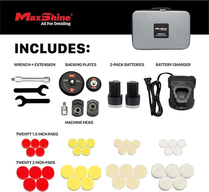Maxshine Professional Portable Cordless Polisher (M0312 V2) - Portable, Lightweight (1.93 lbs), 6-Speed DA/Rotary Polisher for Auto Detailing, Scratch & Swirl Repair, Paint Protection, Gloss & Shine