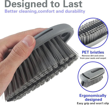 Carpet and Interior Cleaning Brushes, car wash Brush, Carpet Washing Brushes, Hard Bristle Detail Brushes, car and Home Interior Leather Brushes (Grey)
