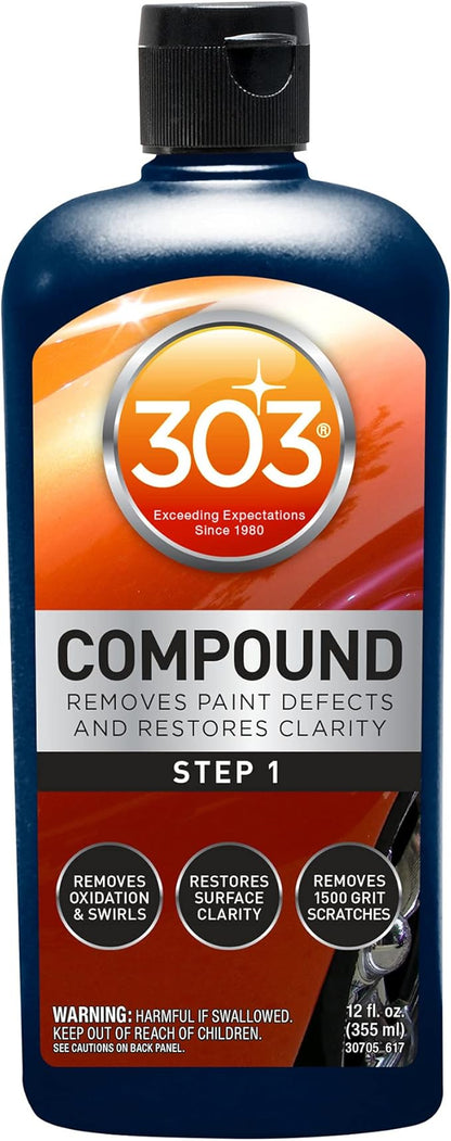 303 Products Compound - Removes Paint Defects and Restores Clarity - Removes Oxidation and Swirls - Restores Surface Clarity - Removes 1500 Grit Scratches (Step 1), 12 fl. oz. (30705)