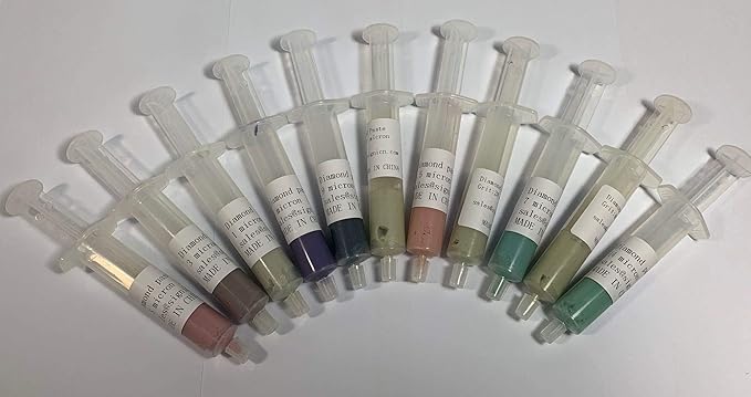 SIGNI 11Pcs Diamond Polishing Compound Lapping Paste Syringes 0.5 to 40 Micron 5 Gram for Polishing Metal and Jewelry (Water Based)
