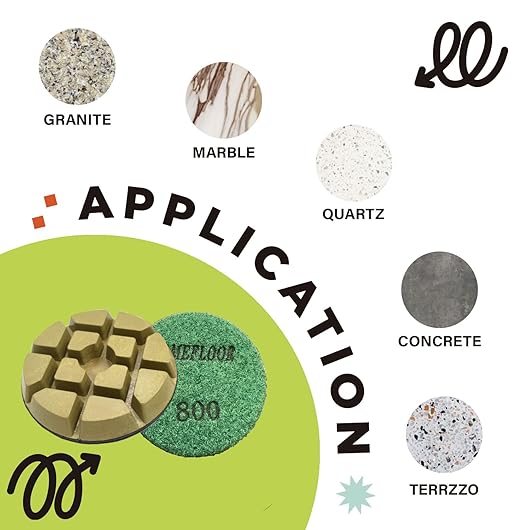 Concrete Floor Polishing Pucks Diamond Resin Disc for Terrazzo, Marble, Granite Floor, 3 Inch Hook and Loop Polishing Pad,800# 9PCS