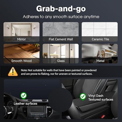 Jikasho Vacuum Magnetic Suction Phone Holder, Foldable and Retractable Hands-Free Suction Cup Phone Mount for Car/Gym/Mirror/Smooth Surface, Compatible with iPhone Android and All Smartphones (White)