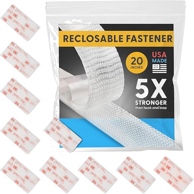 Industrial Strength - Clear Indoor/Outdoor Adhesive Mounting Tape - Self Mating Reclosable Fastener Compatible with 3M SJ3550 / SJ3560 Dual Lock