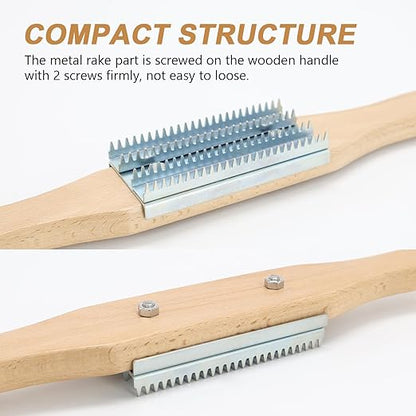 TIANMEIYI Buffing Wheel Rake - Polishing Compound Rake with Wooden Handle, Buffing Wheel Cleaner for Removing Compound, Silver 1 Pack