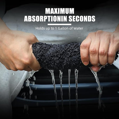 2Pack1300 microfiber towels for cars 36“ x 24” & 24“ x 16” and 2 Double Sided Car Wash Mitts Set, Super Absorbent, Scratch-Free, Reusable, For Car Detailing, Washing, Waxing, Motorcycle, Windows