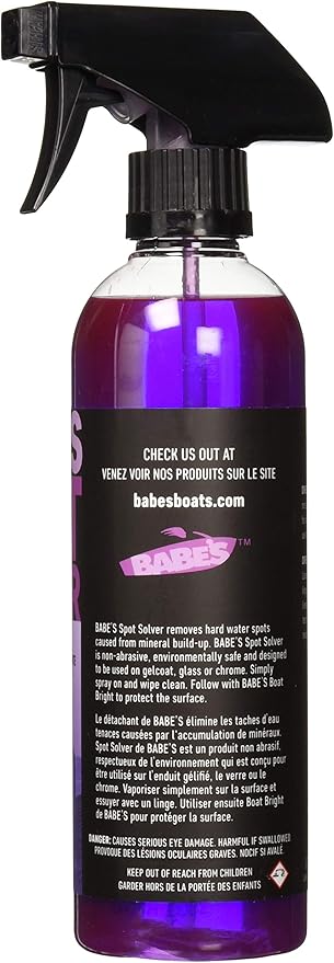 Babe’s Spot Solver – Hard Water Spot Remover for Boats – Safe for Gelcoat, Glass & Chrome – Non-Abrasive Marine-Grade Cleaning Solution - 1 Pint/Spray