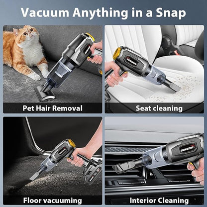 sunzone Handheld Car Vacuum Cleaner, Cordless Vacuum Cleaner with 20KPa Powerful Suction and Blower, Portable Hand Held Vacuum with Multi-Nozzles for Car, Home, Office, Pet (Black)