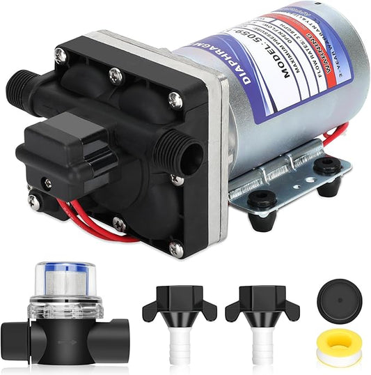 5059-1310-D011 5.3 GPM Automatic Demand 12VDC Diaphragm Pump with 60 PSI Built-In Pressure Switch, Viton valves, Self-Priming & 1/2" NPTF Port