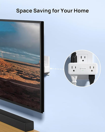 TROND Electrical Outlet Extender, 6 AC Outlet Splitter with 360° Rotating Plug, Multi Plug Adapter with PD 20W USB C, 2 USB-A & 2 USB-C, 3 Way Wall Extension Adapter for Home Office Travel Dorm