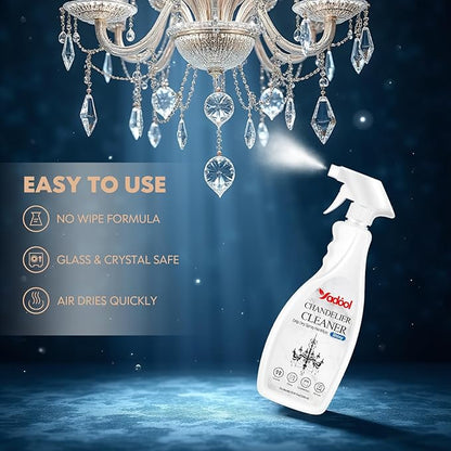 Yadool Chandelier Cleaner Drip Dry Spray No Wipe, Spray Away Dust Remover for Crystal Shiny, Glass, Figurines & Fine Collectibles, Shines Bright, Spotless & Streak-Free - 16.92 Fl Oz